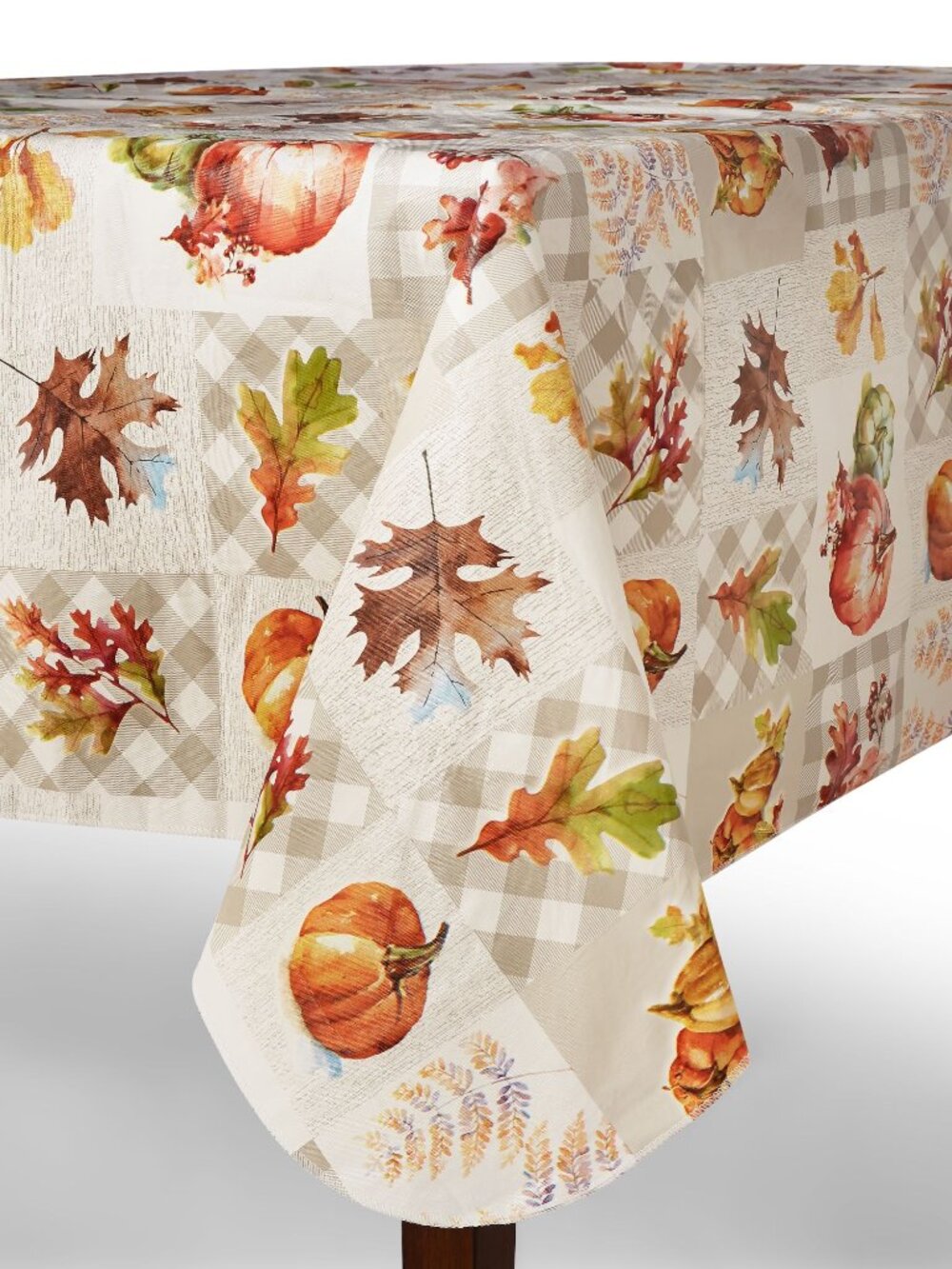 Harvest Botanical Patchwork PEVA Vinyl Tablecloth Thanksgiving Fall 60"x84" New